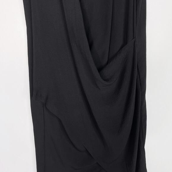 H&M Black Size 6 Faux Wrap High Low Dress Sleeveless Lined Cocktail Layered - Picture 4 of 10